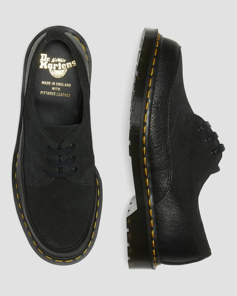 Men's Dr Martens 1461 Guard Made in England Leather Lace Up Shoes Black | AU 579YXF